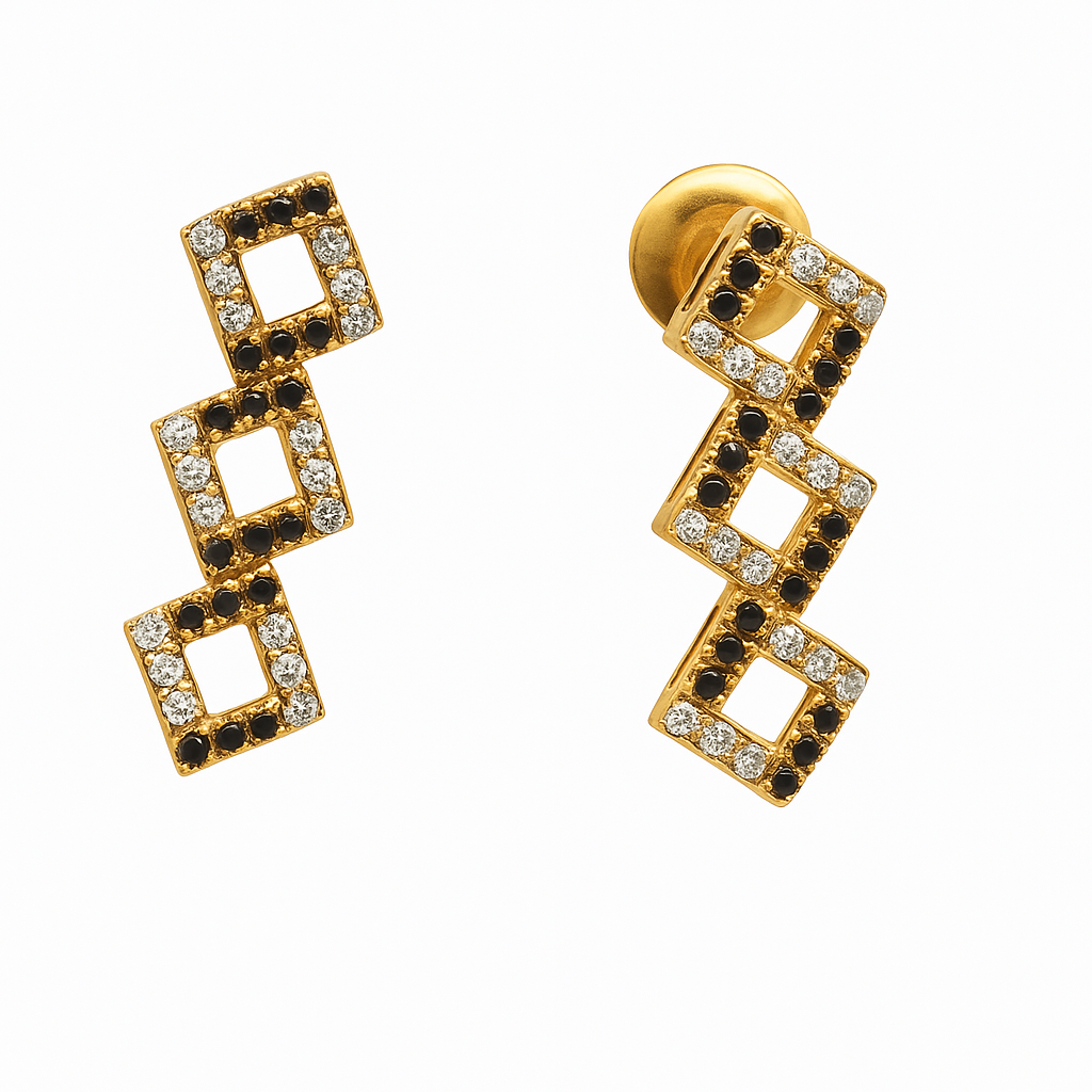 Beautiful 18 Kt Gold  Natural Diamond Earing